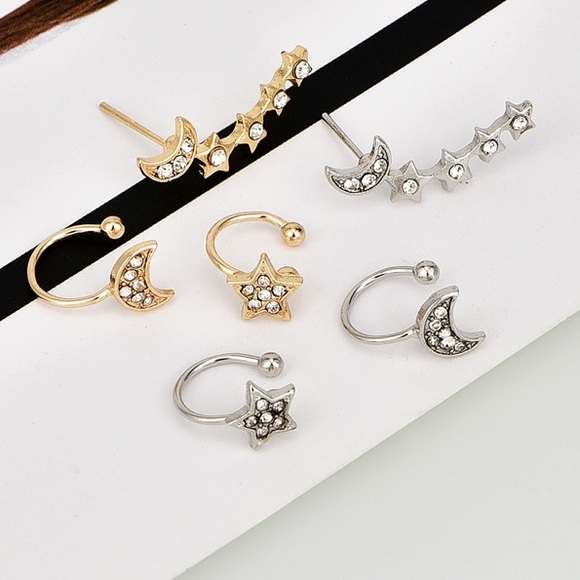 🔥 New 3 piece Diamonds star moon Earrings - Picture 2 of 8